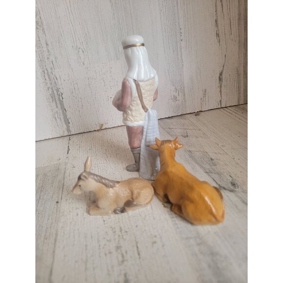 Lefton Shepard boy sheep donkey cow Nativity scene set xmas - Picture 3 of 6